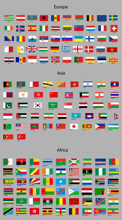 Flags of the world. Europe, Asia Africa flagsのイラスト素材