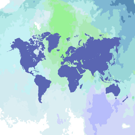 hand drawn watercolor world map isolated on white. Vector versionのイラスト素材