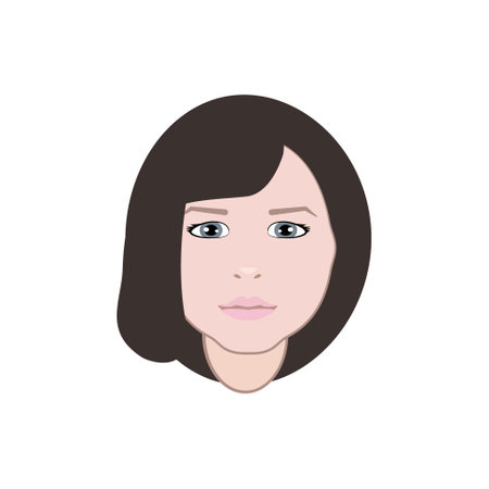 Beautiful face of young woman with clean fresh skin. Isolated on white background. Beauty portrait. Youth and Skin Care Concept. Flat vector illustrationのイラスト素材