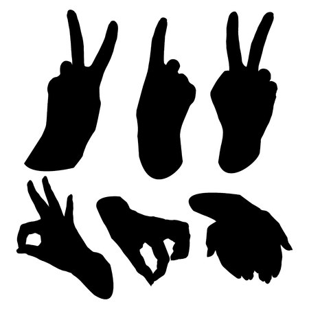 Vector set of beautiful Woman s hand isolated on white backgroundのイラスト素材