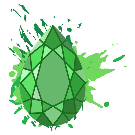 Beautiful green diamonds shapes on green watercolor background. Jewelry store emblemのイラスト素材