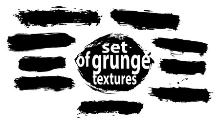 Set of black paint, ink, grunge, dirty brush strokes.のイラスト素材