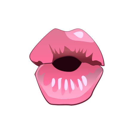 Pink lips icon vector illustration isolated on white background.のイラスト素材