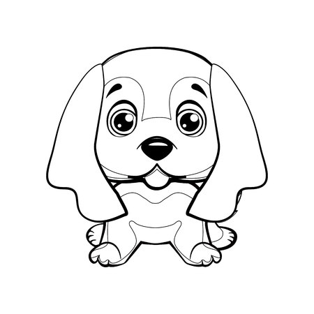 English Cocker Spaniel dog sitting flat design.のイラスト素材