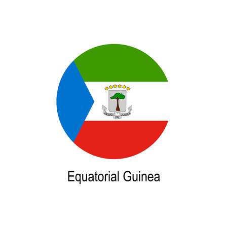 The flag of Equatorial Guinea in the form of a circle and the name of the country.のイラスト素材