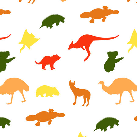 pattern with silhouettes of animals australiaのイラスト素材