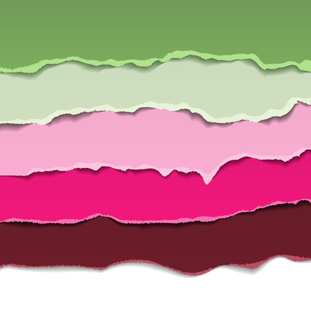 Colored torn paper colorful pieces. torn paper stripe for scrapbooking with rough edges. Torn paper slices for banner, header, dividerのイラスト素材
