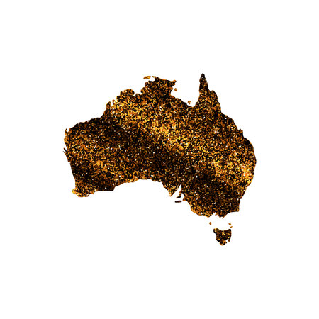 map of australia in gold sequins. Silhouette of the continent of Australiaのイラスト素材