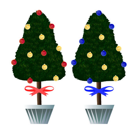 Set of modern christmas treesのイラスト素材