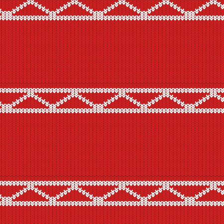 knitted texture of red color with a white pattern in the form of diagonals and stripesのイラスト素材