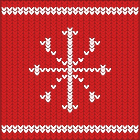 Christmas Sweater Design.knitted texture of red with white patternのイラスト素材