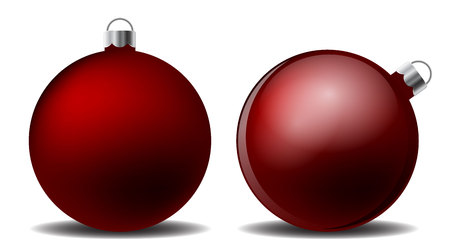 set of red christmas balls with shadow on white backgroundのイラスト素材