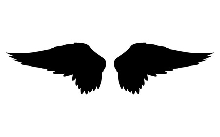 Black wings. wings icon isolated on a white background. Vector illustration.の写真素材