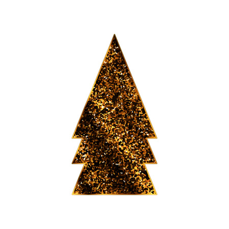 icon of the Christmas tree in gold sequins. Silhouette of a Christmas treeのイラスト素材