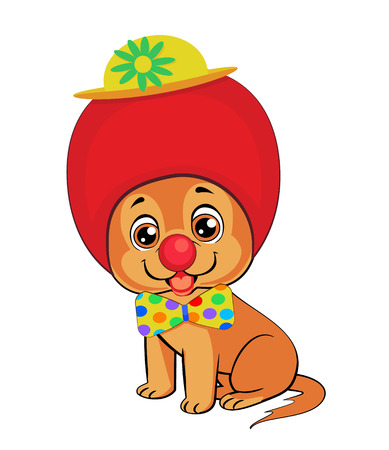 A cartoon dog as dressed as a clown juggling ballsのイラスト素材