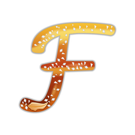 Pretzel alphabet letters isolated on white. Cartoon food font.のイラスト素材