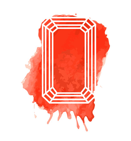 white cut on the background of red watercolor blotのイラスト素材