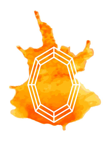 white cut on the background of orange watercolor blotのイラスト素材