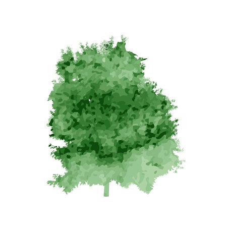silhouette of a tree with a green watercolor textureのイラスト素材