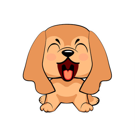 English Cocker Spaniel dog. puppy character with open mouth, cute funny terrier vector illustrationのイラスト素材