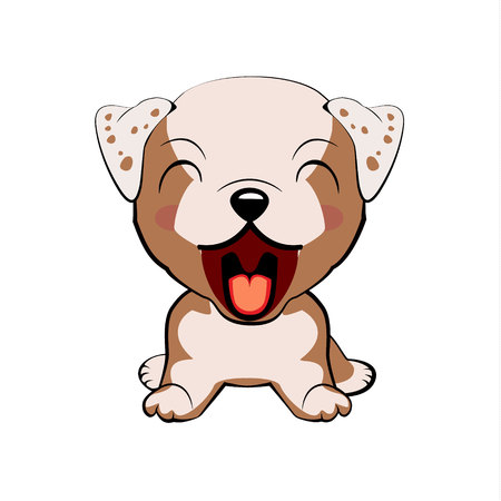 English bulldog. puppy character with open mouth, cute funny terrier vector illustrationのイラスト素材