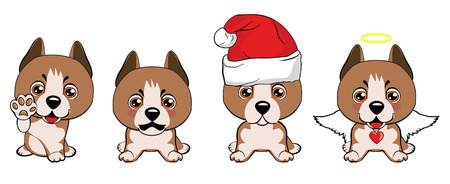 Staffordshire Terrier dog. a set of dogs with hearts to the Valentine s Dayのイラスト素材