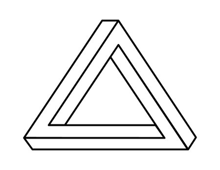 impossible triangle with black linesのイラスト素材