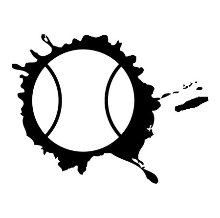 Tennis ball. Abstract illustration black and white ball on grunge background. Design for tattoo or print t-shirt.のイラスト素材