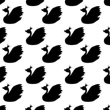 A pattern with a black swan silhouette with a crownのイラスト素材