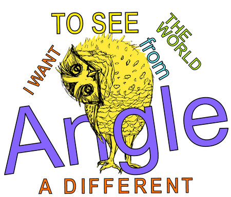 Motivational and Inspirational Quote. An owl tilted her head sideways, drawing black lines on a white backgroundのイラスト素材