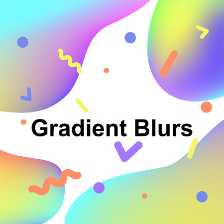 Colorful Abstract Gradient Blurs. Trendy Abstract colorful gradient shapes on white background. For...