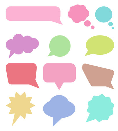 Collection of colorful speech bubbles and dialog balloons. Blank Empty Speech Bubblesのイラスト素材