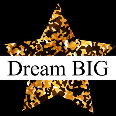 Dream big postcard with golden starのイラスト素材