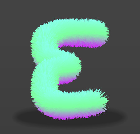 the letter E with the effect of fur. shaggy letterのイラスト素材
