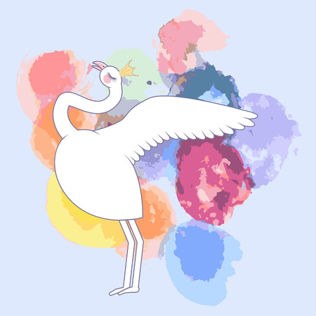 cute flamingo queen. Can used for print design, greeting card, baby shower.のイラスト素材