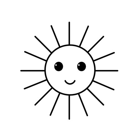 Smile sun symbol black and white icon.のイラスト素材