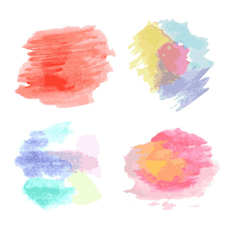 set of multicolored spots watercolor texture for designのイラスト素材