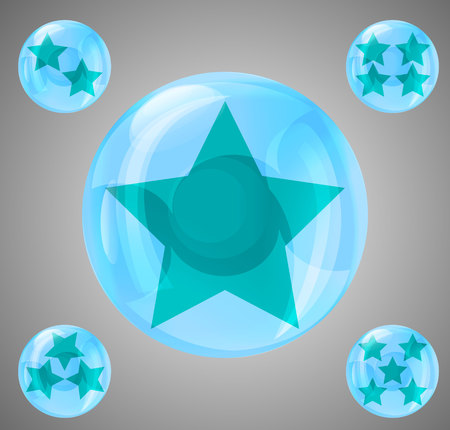 a set of five glossy balls with stars from one to five starsのイラスト素材