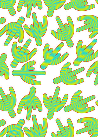 pattern with green cactusのイラスト素材