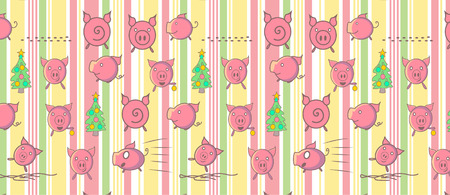 pattern with funny pigs on Abstract vector striped pattern with colored vertical parallel stripes.のイラスト素材