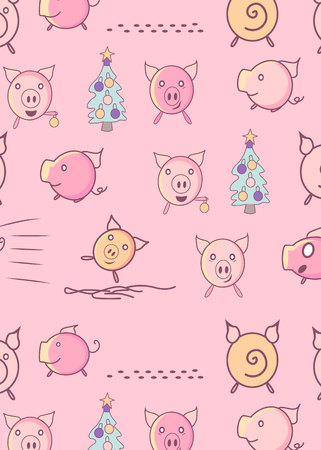 pattern with funny pigsのイラスト素材