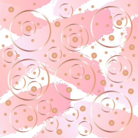 Abstract watercolor background. Brush strokes of rose gradient color, gold contour form.のイラスト素材