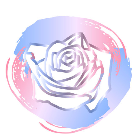 rose with gold lines on the background of brush strokesのイラスト素材