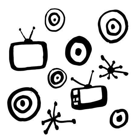 sketches of retro TV setsのイラスト素材