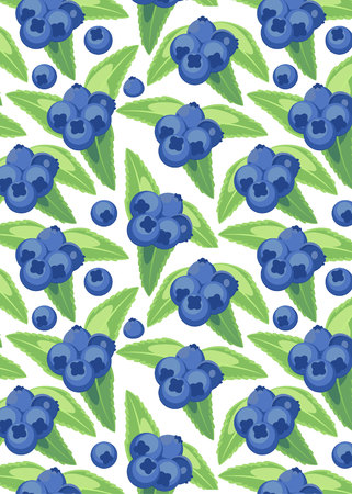 pattern with leaves and blueberriesのイラスト素材