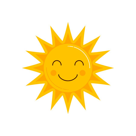 funny smiling cartoon characters of sunのイラスト素材