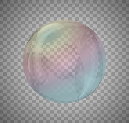 realistic rainbow color bubbles on transparent background.のイラスト素材