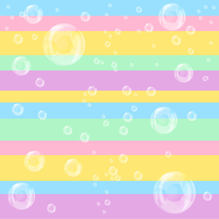 realistic bubbles on abstract line patternのイラスト素材