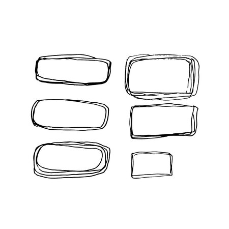 Set of hand drawn elements. rectangular framesのイラスト素材