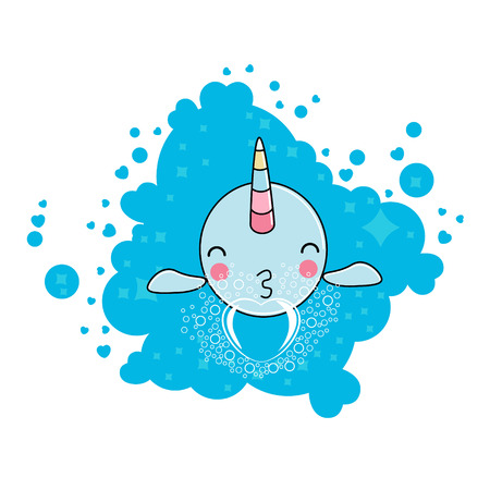 Cute Narwhal - The unicorn of the seaのイラスト素材